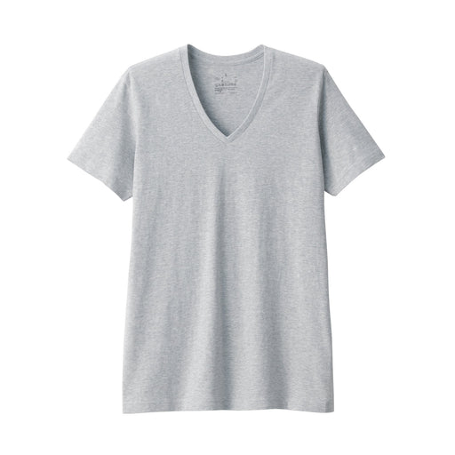 Men's Side Seamless Jersey V-Neck Short Sleeve T-Shirt Gray MUJI