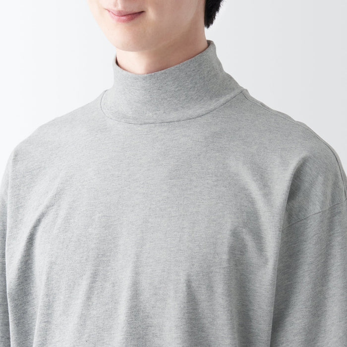 Men's Brushed Jersey Mock Neck Long Sleeve T-Shirt | MUJI USA