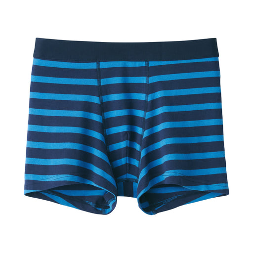 Men's Cotton Jersey Boxer Briefs Blue Stripe MUJI