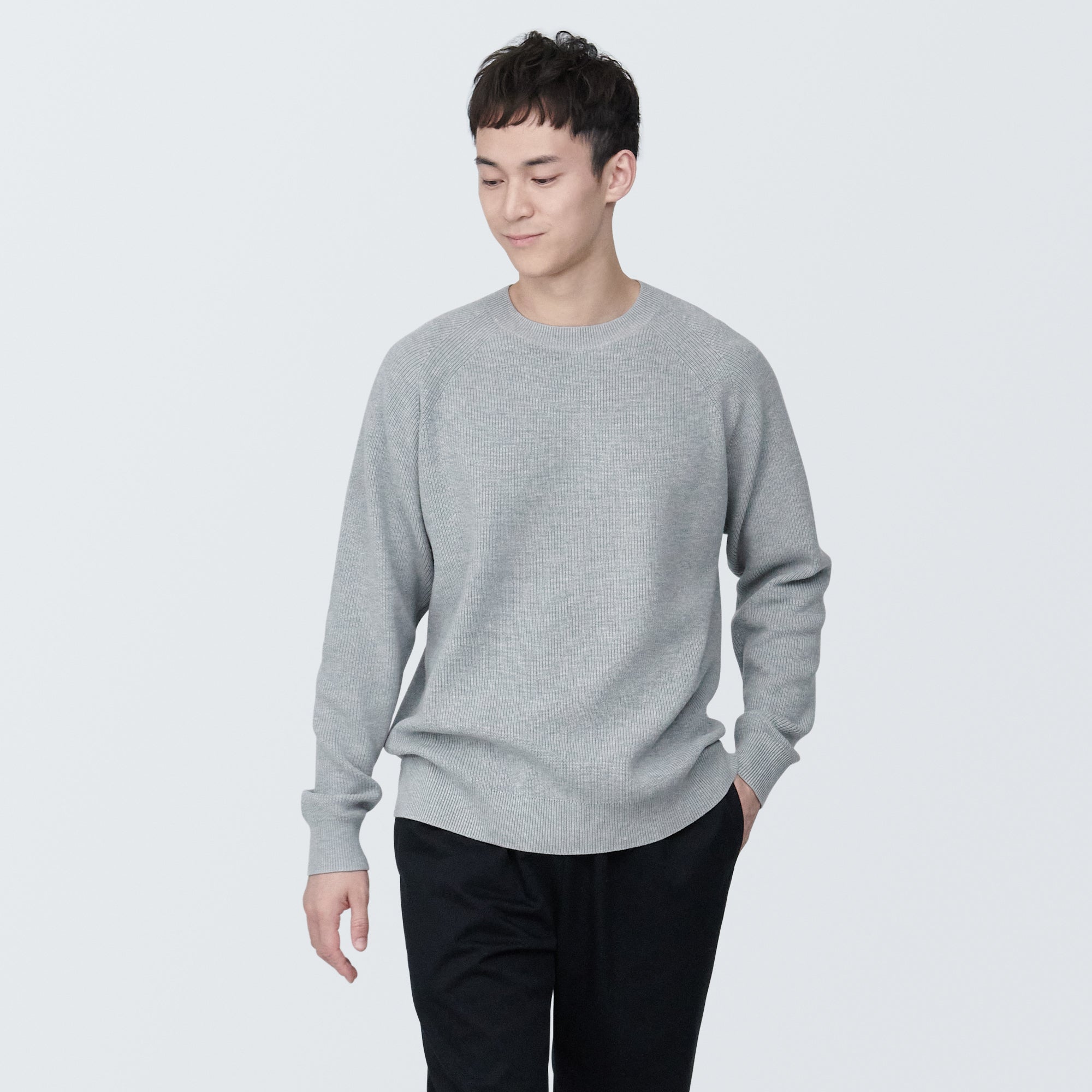 Men's Washable Ribbed Crew Neck Sweater