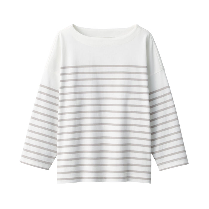 Women's Striped Boatneck 3/4 Sleeve T-Shirt