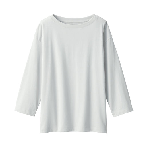 Women's Jersey Boat Neck 3/4 Sleeve T-Shirt Light Gray MUJI