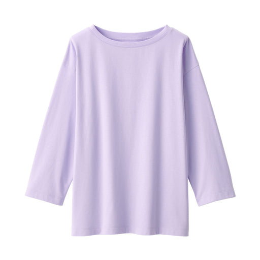Women's Jersey Boat Neck 3/4 Sleeve T-Shirt Light Purple MUJI