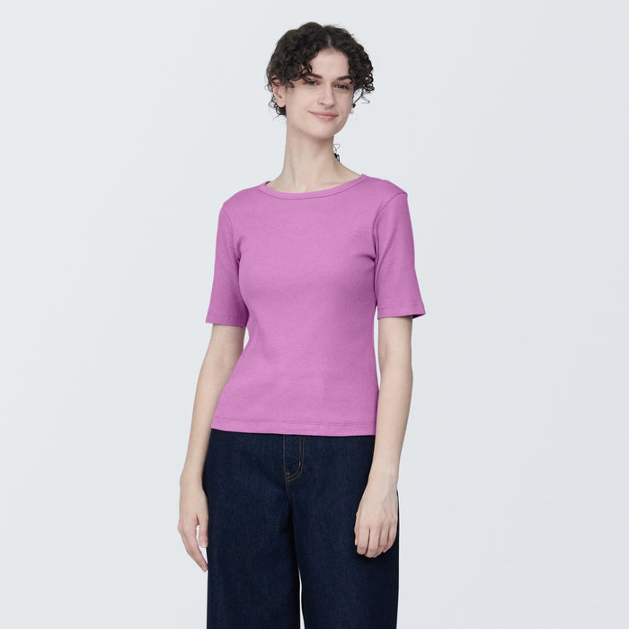 Women's Stretch Ribbed Short Sleeve T-Shirt, Women's Basic Clothing
