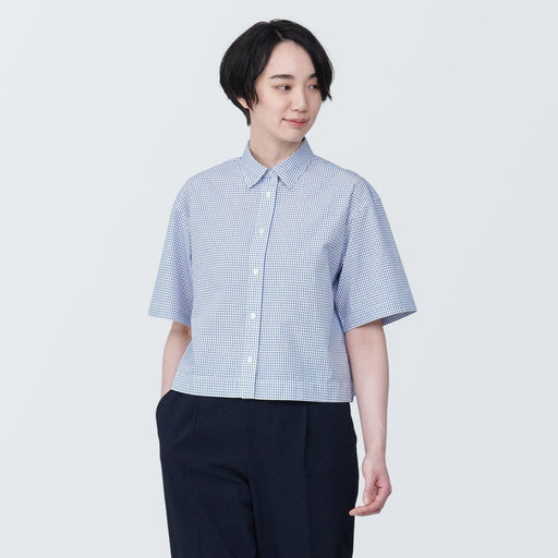 Women's Cool Touch Broad Collar Short Sleeve Patterned Shirt MUJI